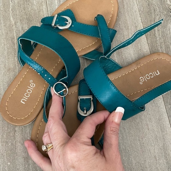 Nicole teal blue green sandals shoes size 7 - Picture 5 of 6
